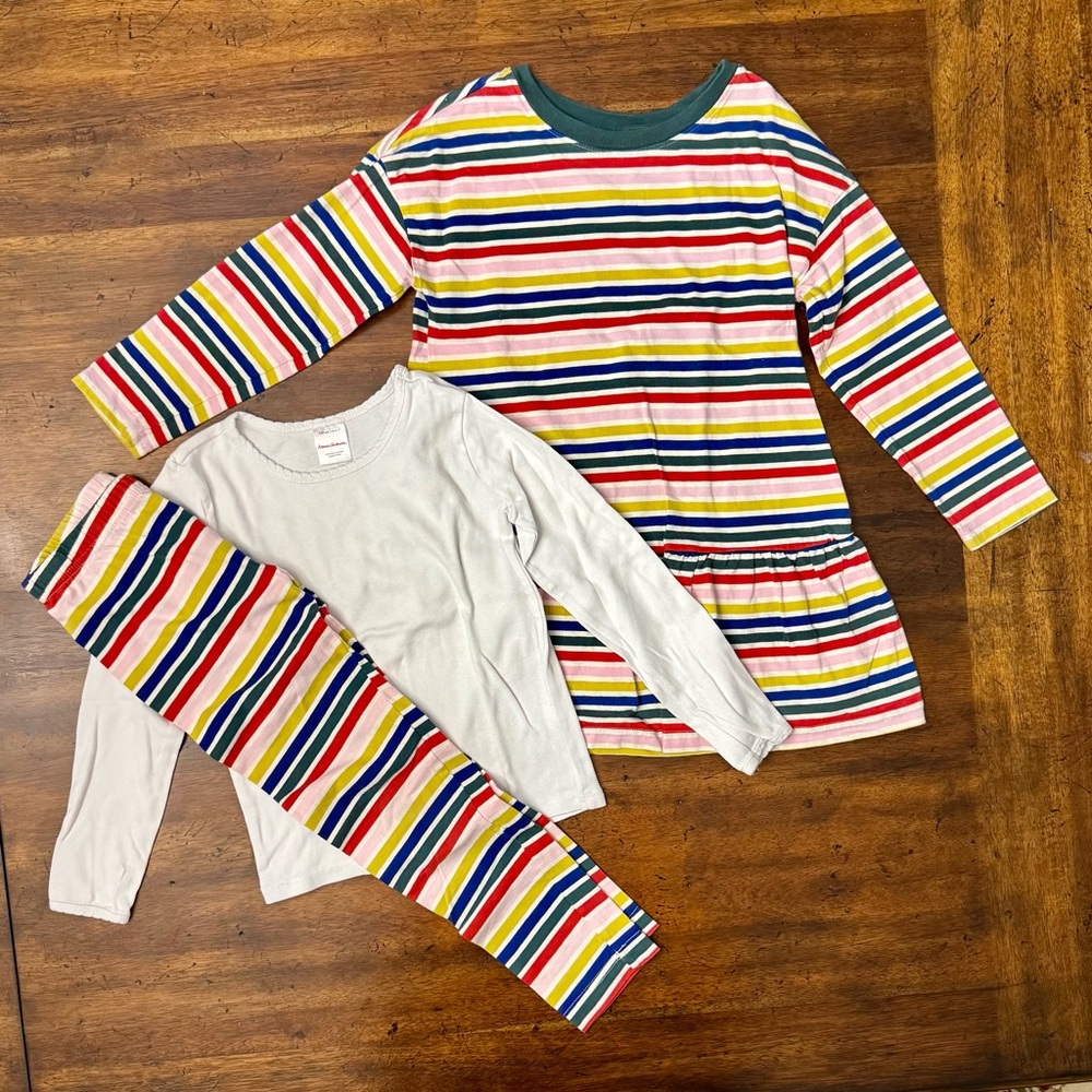 LHanna Andersson 3 piece Dress, Leggings and Long Sleeve Set EUC